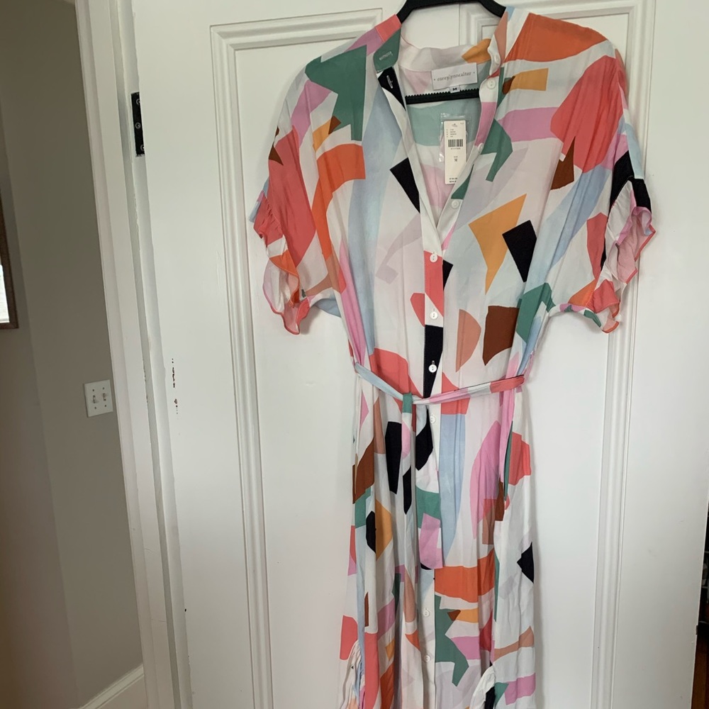 Cory Lynn Calter shirt dress with unique pattern